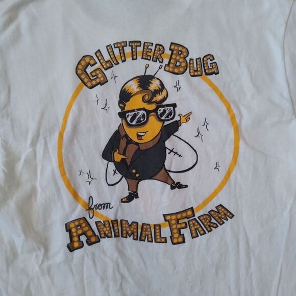 Gildan White Unisex Short Sleeve Glitterbug Animal Farm Band T-Shirt Adult Small - Picture 8 of 8